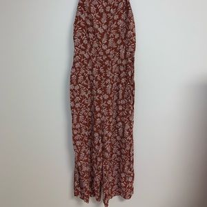 BROWN AND CREAM PATTERNED JUMPSUIT